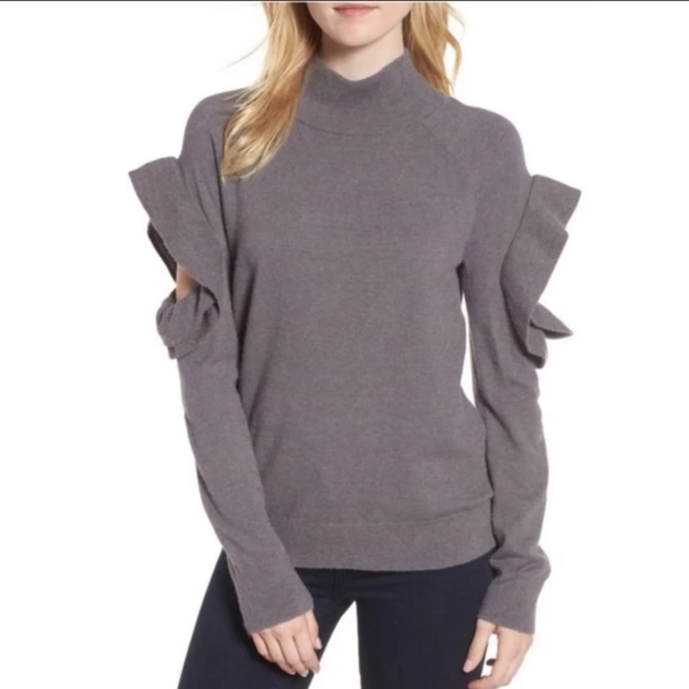 sweater with open ruffle sleeves